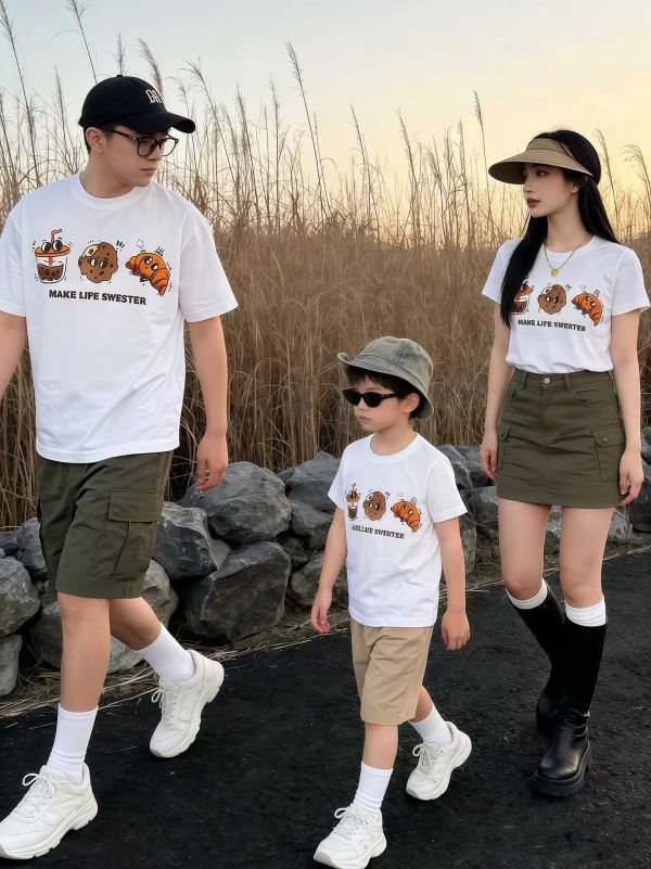 親子麵包可頌雙面印花上衣 