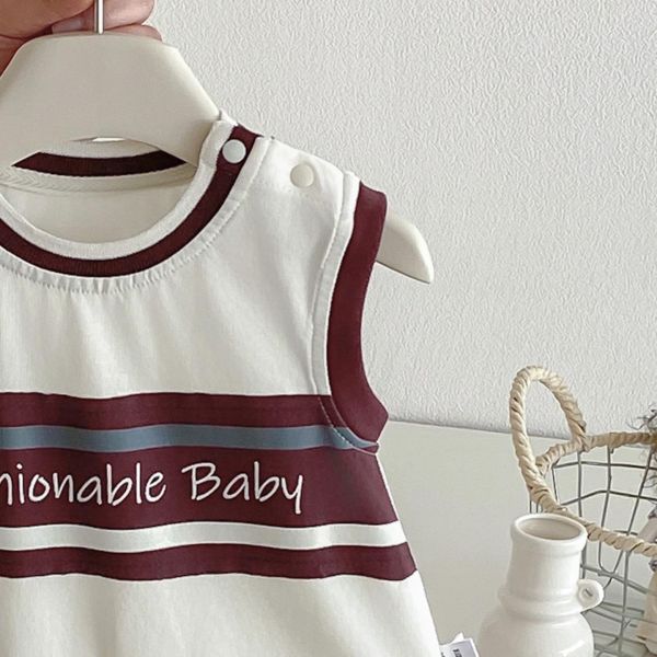 簡約字母小熊撞色包屁衣 