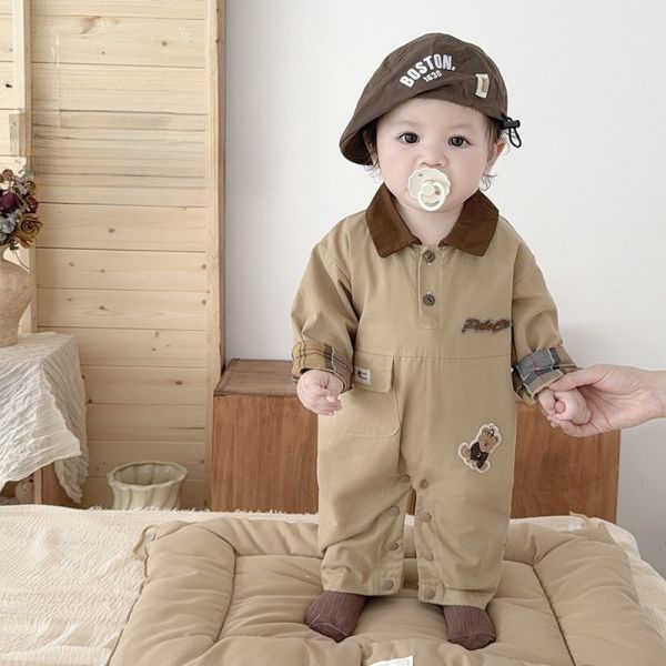 秋季巴恩風小熊工裝連身服 