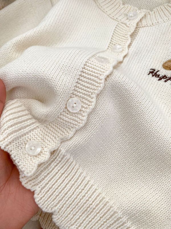 前後小熊刺繡針織薄外套 