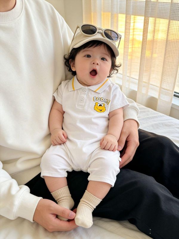 Boom!可愛印花翻領連身裝(2色) 