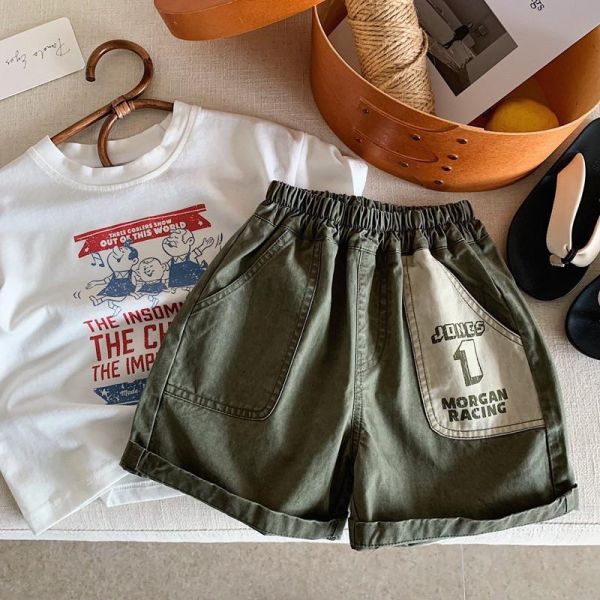 帥氣日系1印花造型五分短褲 
