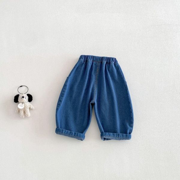 星星狗狗刺繡牛仔長褲 