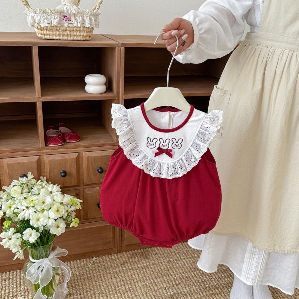 兔子刺繡蕾絲領氣質包屁衣 