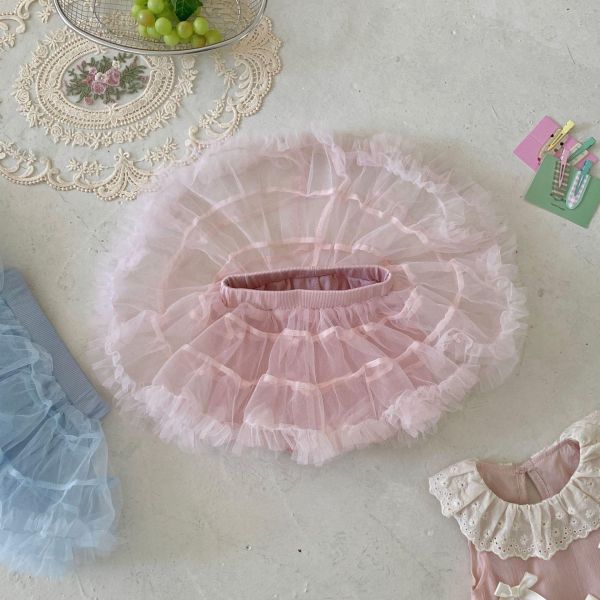 夏季糖果色網紗蛋糕褲裙 