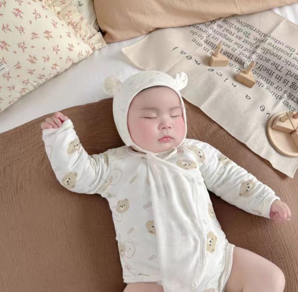 新生兒純棉扣子側開包屁衣(4款) 