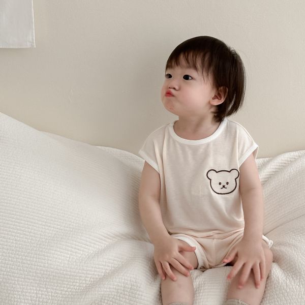小熊印花滾邊兩件式套裝 