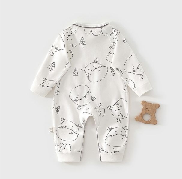 新生兒純棉雙層側開綁肚連身裝 