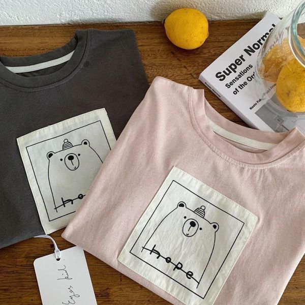 希望小雄布標百搭素T上衣 