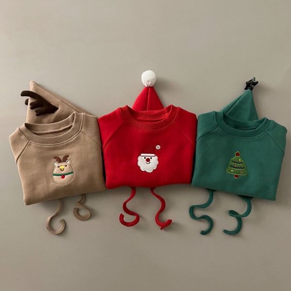 聖誕風刺繡加絨包屁衣(含帽) 