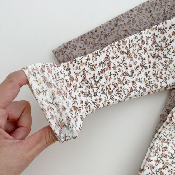 滿印碎花飛袖包屁衣+長褲+帽三件套裝 