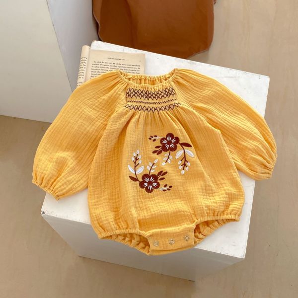 雙皺棉亮麗刺繡包屁衣(含帽) 