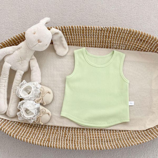 夏季糖果素色無袖彈力背心 