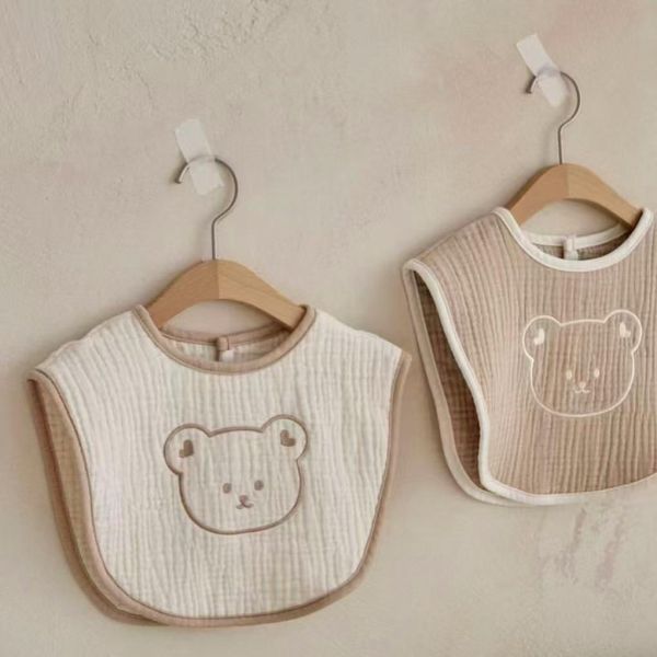 小熊紗布棉吸濕透氣口水圍兜 