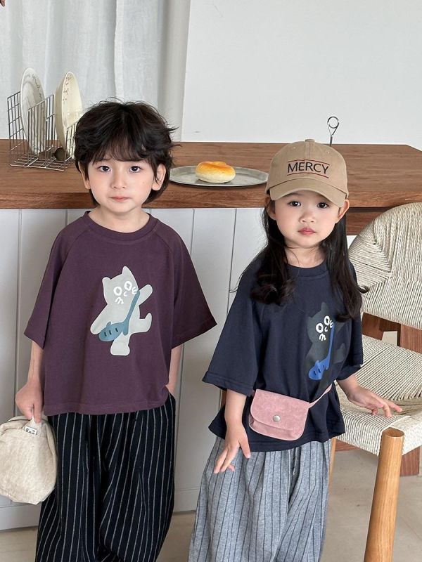 背包貓咪印花寬鬆上衣 