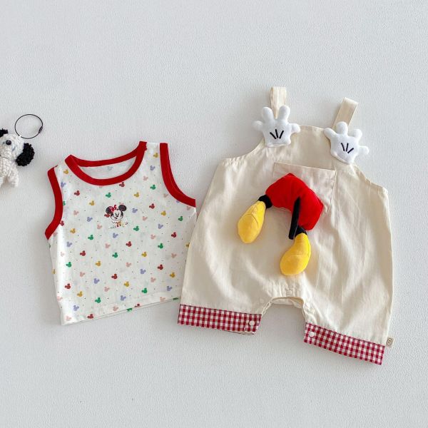 米奇滿印背心/立體米奇屁股吊帶褲 