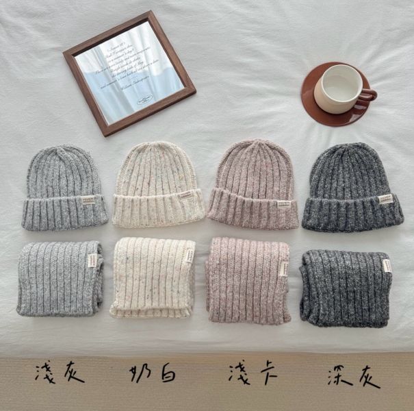 保暖混織毛線毛帽+圍巾套裝 