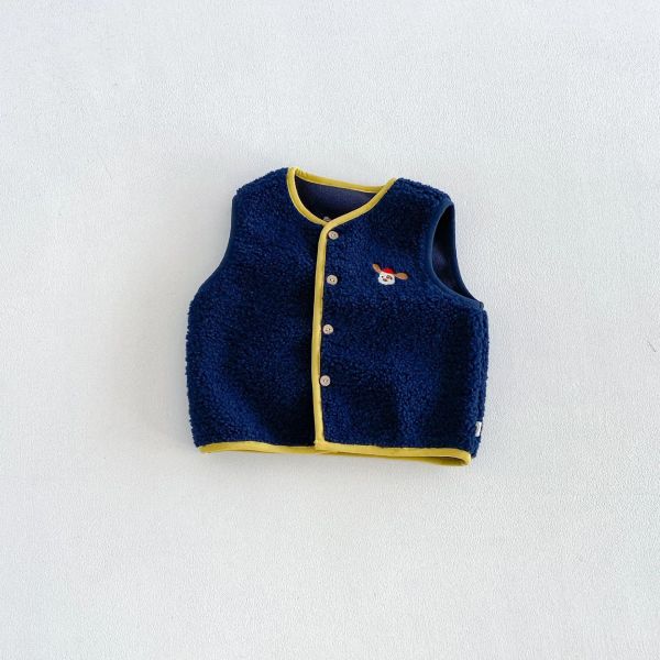 奧莉絨可愛狗狗前後刺繡背心 