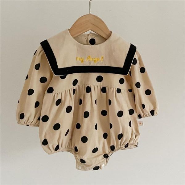 大翻領珍珠奶茶點點包屁衣 