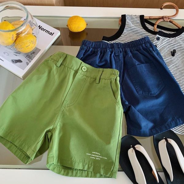 簡約字母素色休閒五分短褲 