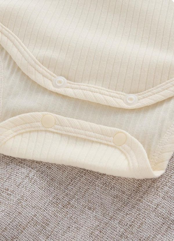 新生兒純棉素色包屁衣+兔耳帽 