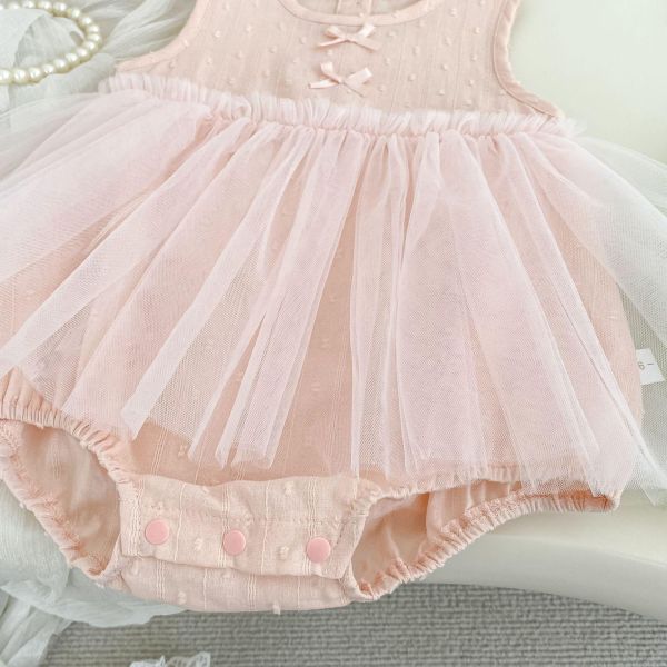 蝴蝶結後開釦毛點網紗包屁裙 