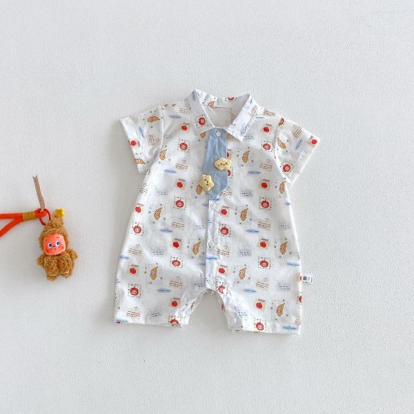 立體星星領帶襯衫連身裝 