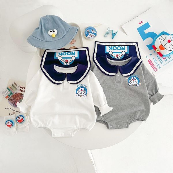 海軍風大翻領小叮噹包屁衣+襪(2色) 