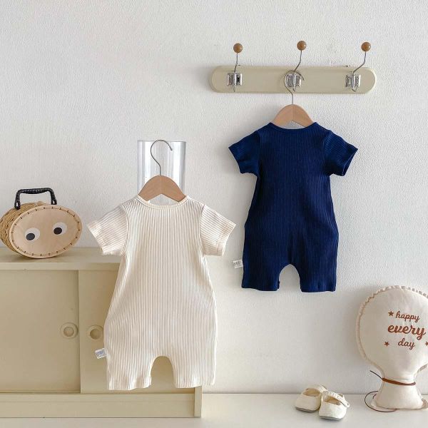 素色螺紋單口袋超彈連身裝 