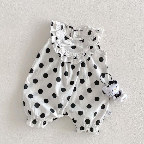 後開釦點點花領連身裝 