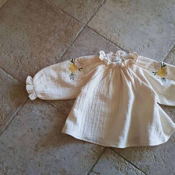 縮領小花刺繡上衣 