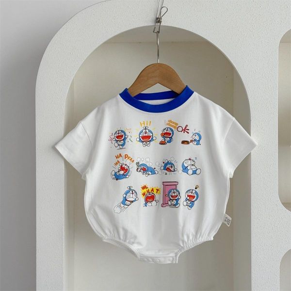 可愛小叮噹印花短袖包屁衣+襪 