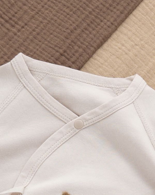 新生兒小馬電繡純棉反包手連身裝 