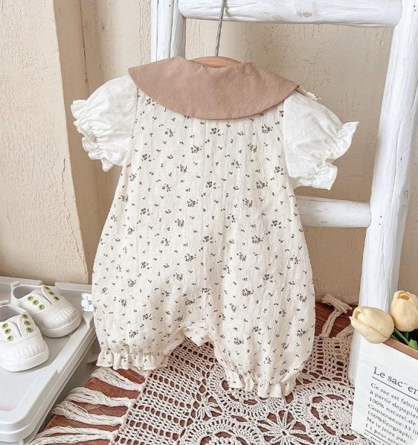 田園風碎花立體小花連身裝 