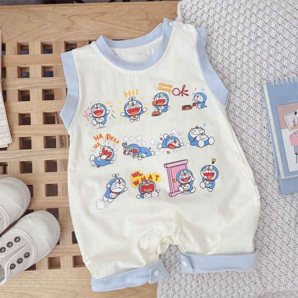 可愛小叮噹印花背心式連身裝 