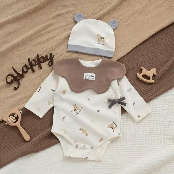 新生兒搖搖馬純棉側開包屁衣/連身裝 