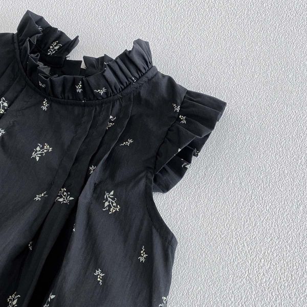 木耳邊立領碎花包屁衣 