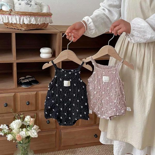 抓皺棉貓咪布標點點細肩包屁衣 