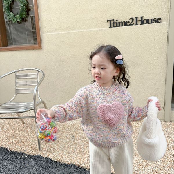 混織毛絨愛心甜系上衣 