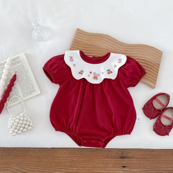 氣質顯白花邊領包屁衣 