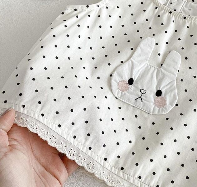 點點兔子蕾絲背心+蛋糕短裙套裝 