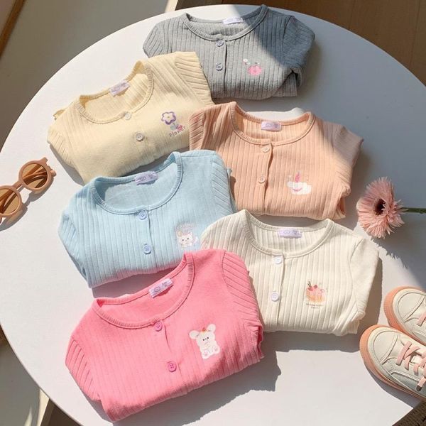 螺紋木耳捲邊可愛印花薄外套 