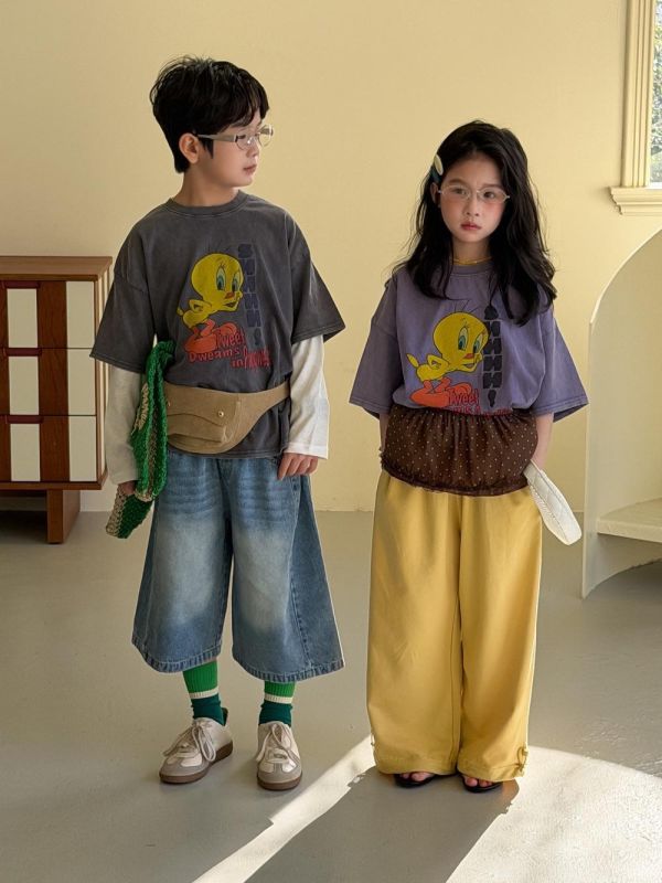 可愛刷舊崔弟印花寬鬆上衣 