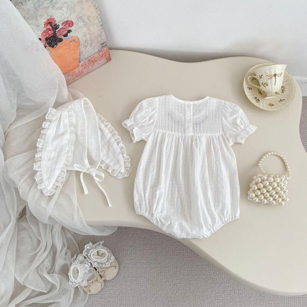 簡約兔子刺繡包屁衣+兔耳帽 