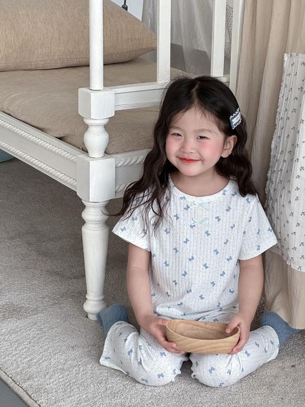 夏季碎花螺紋透氣居家兩件套套裝 