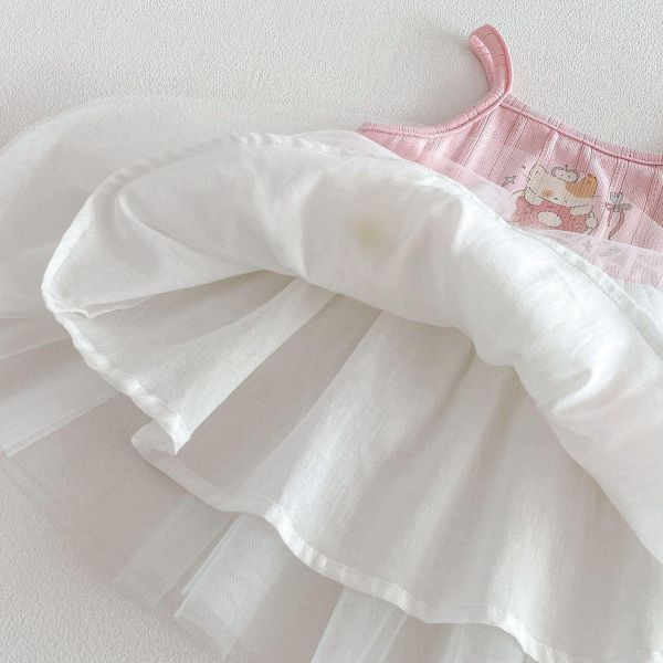 卡通塗鴉背心網紗公主裙 