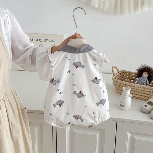 帥氣飛機翻領開釦連身裝 