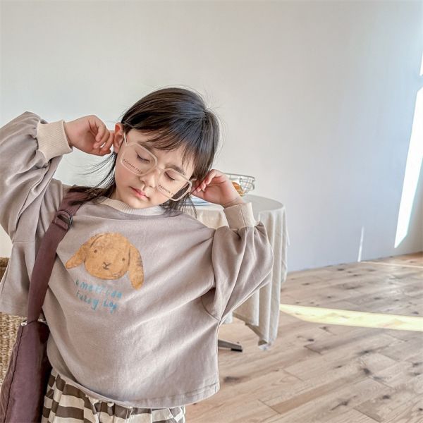 兔子印花撞色滾邊薄上衣 