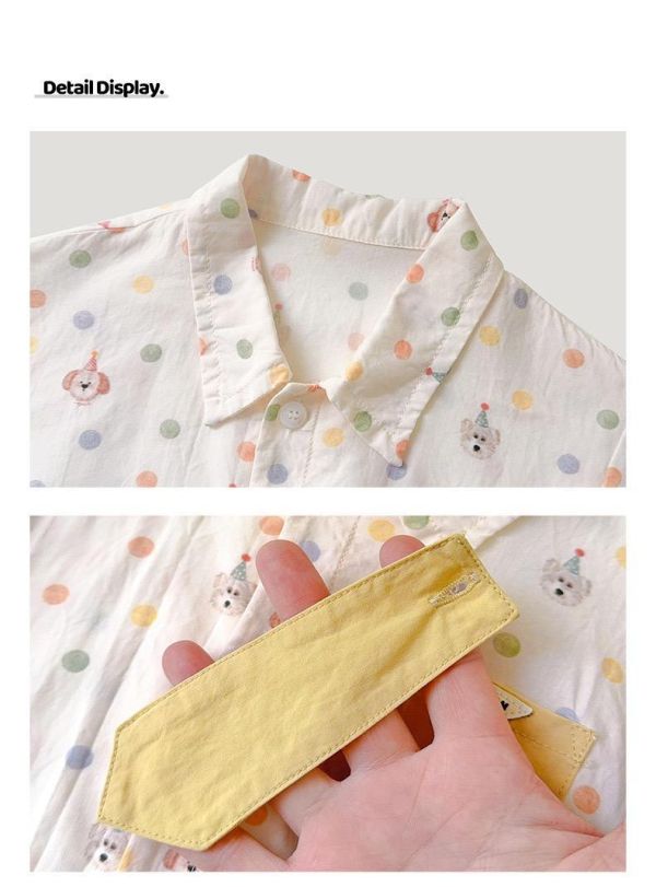 生日狗狗點點可拆式領帶襯衫連身裝 