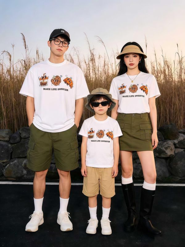 親子麵包可頌雙面印花上衣 